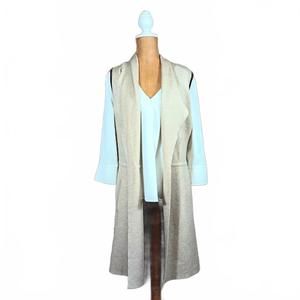 NEW ORANGE FARM CLOTHING women's long drawstring vest with pocket in beige